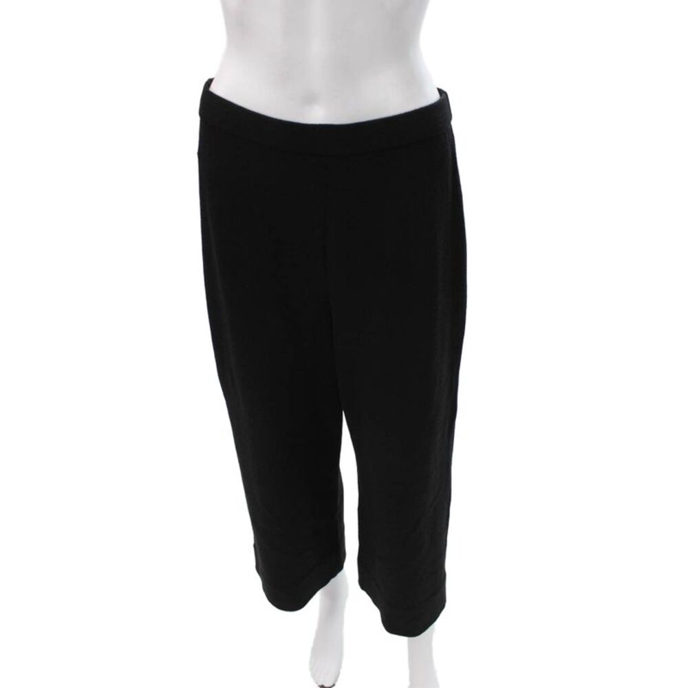 St. John Caviar Women Cropped Pants Black Viscose Blend Size 8